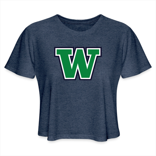 W for Woodinville | Women's Flow Cropped T-Shirt - heather navy