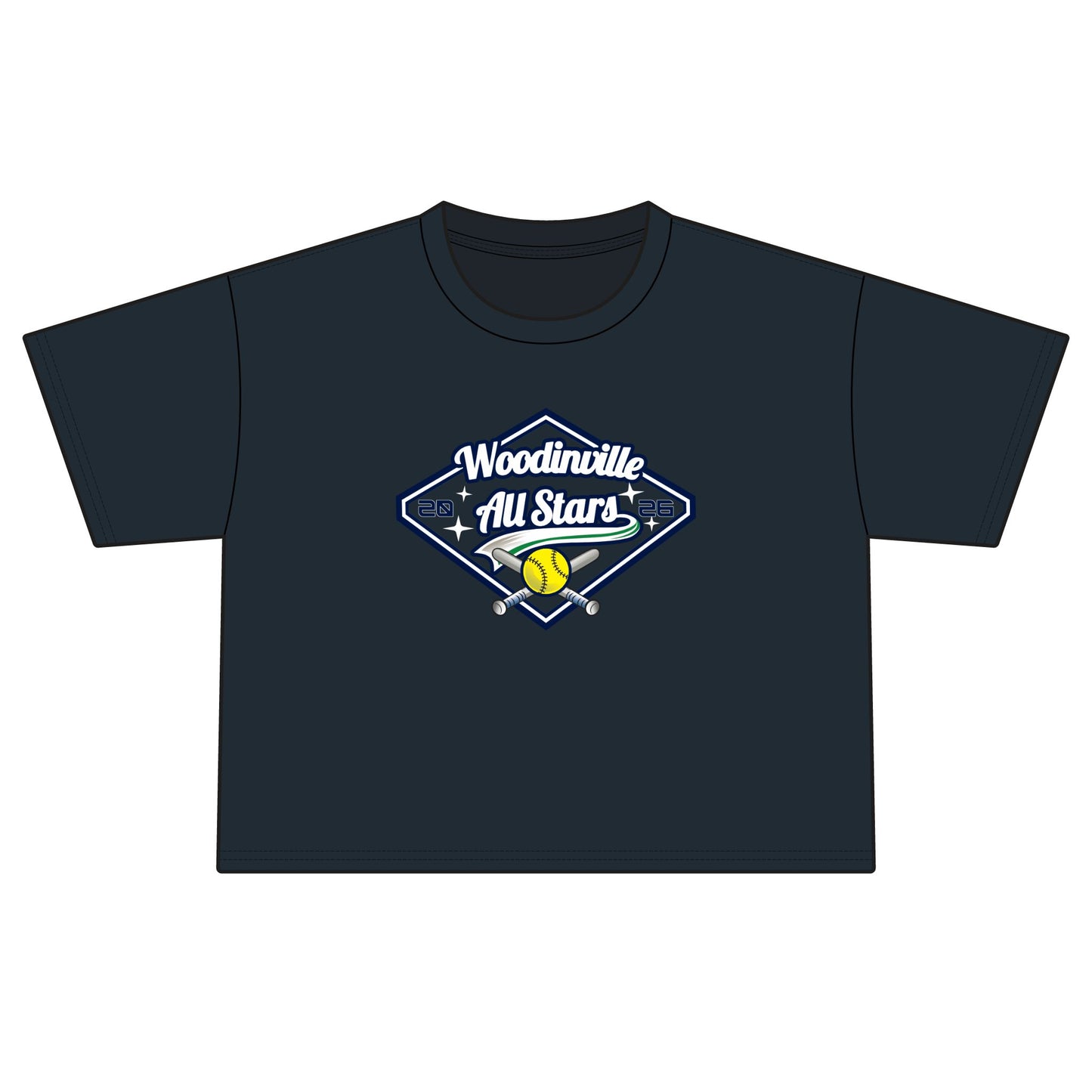 All Stars Softball Boxy Tee — "Woodinville All Stars" Women's Crop T-Shirt