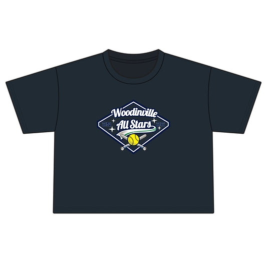 All Stars Softball Boxy Tee — "Woodinville All Stars" Women's Crop T-Shirt
