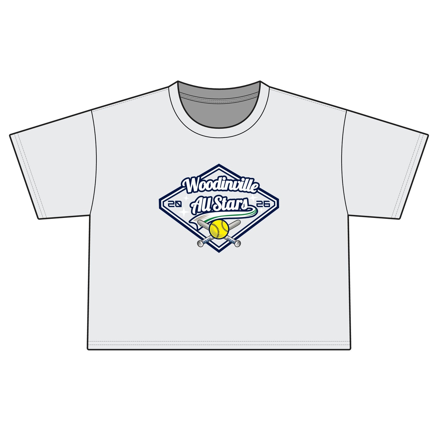 All Stars Softball Boxy Tee — "Woodinville All Stars" Women's Crop T-Shirt