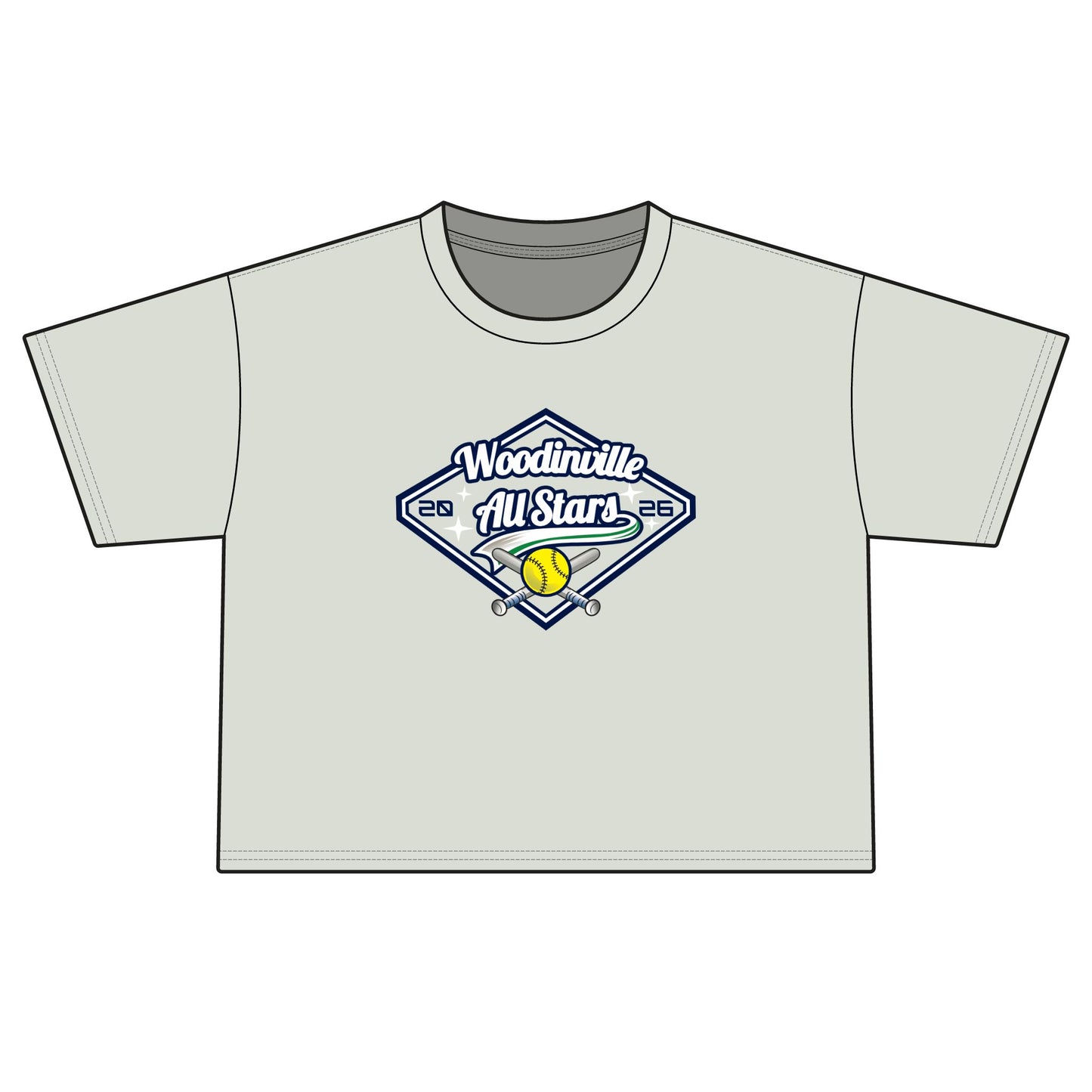 All Stars Softball Boxy Tee — "Woodinville All Stars" Women's Crop T-Shirt