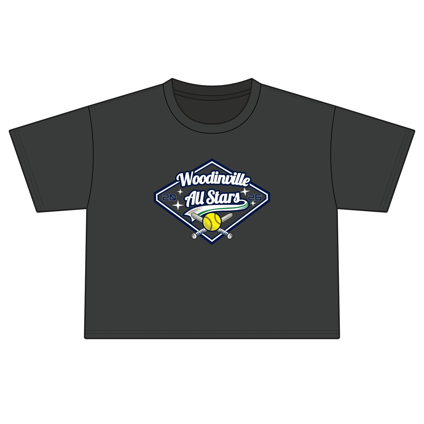 All Stars Softball Boxy Tee — "Woodinville All Stars" Women's Crop T-Shirt