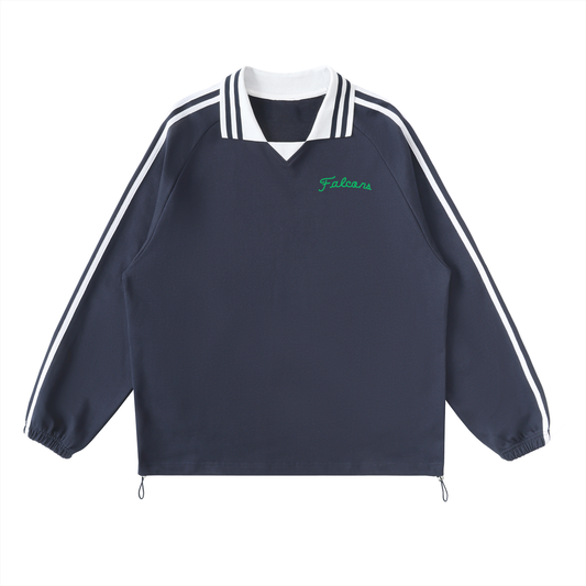 FALCONS TIMELESS Striped Lapel Collar Sweatshirt